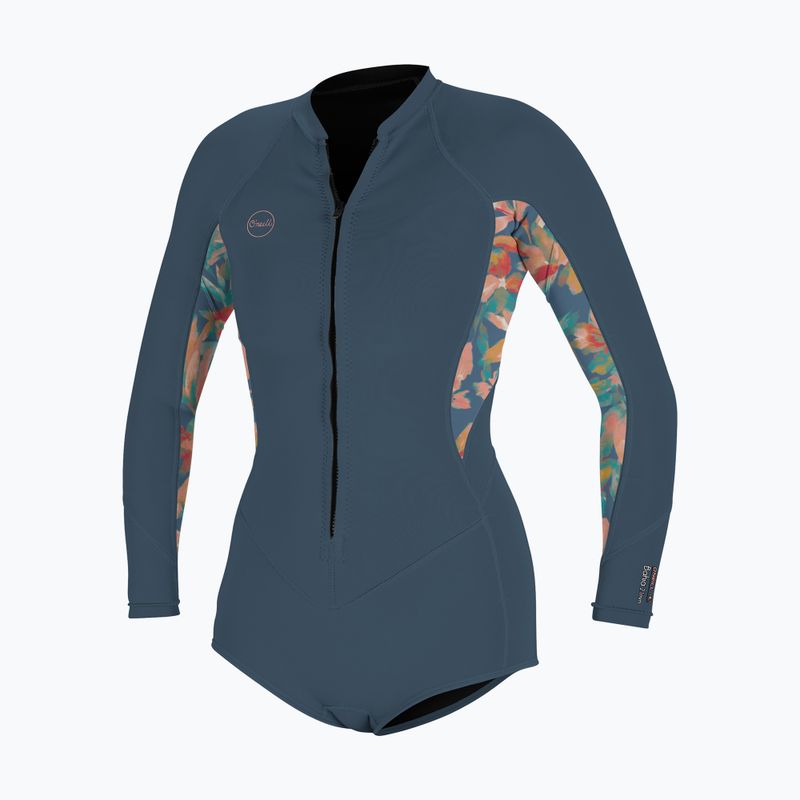 Dámský plavecký neopren O'Neill Bahia 2/1 Front Zip Short Spring Copen blue/painted tropics/copen blue
