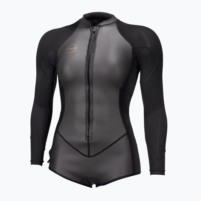 Dámský plavecký neopren O'Neill Bahia 2/1 mm Front Zip Short Spring glide black/black