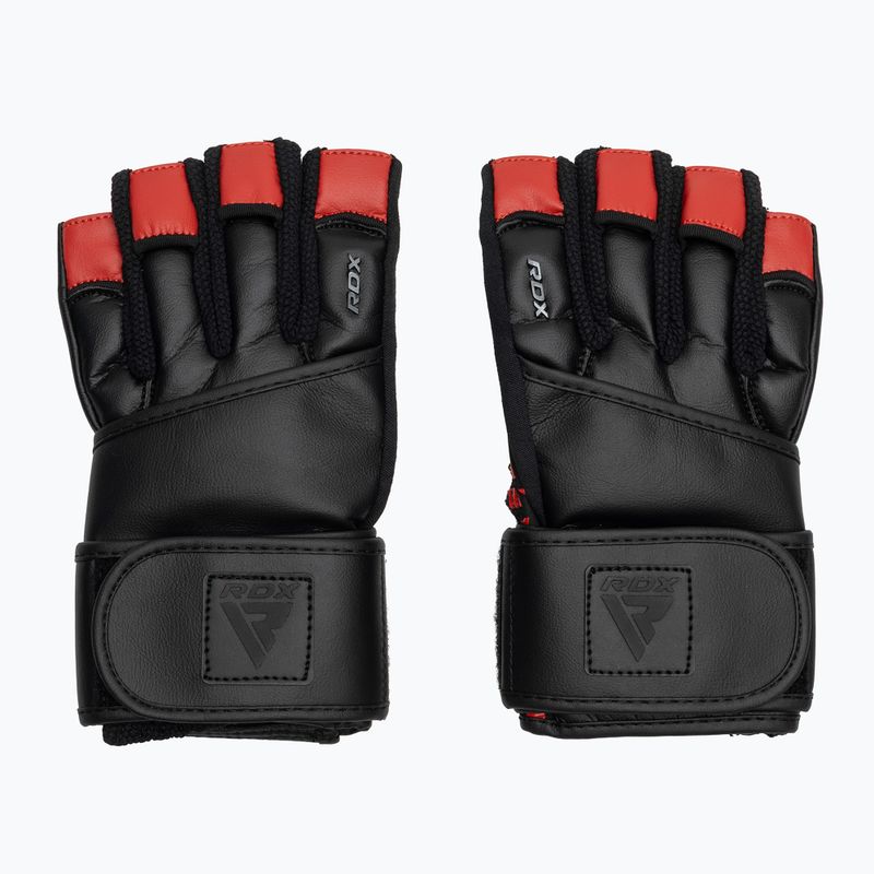 Trekingové rukavice RDX L4 Finger Weightlifting Leather red/black 2