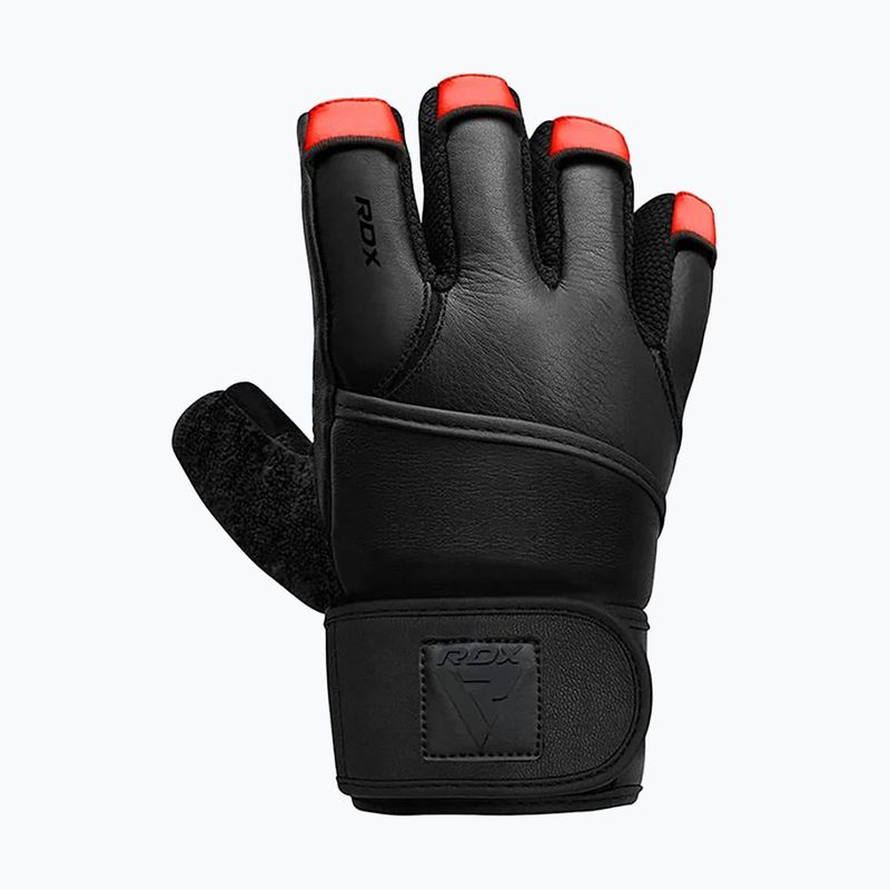 Trekingové rukavice RDX L4 Finger Weightlifting Leather red/black 8