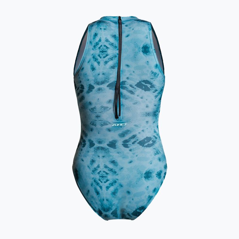 Dámské jednodílné plavky ZONE3 High Neck Costume teal tie dye 2