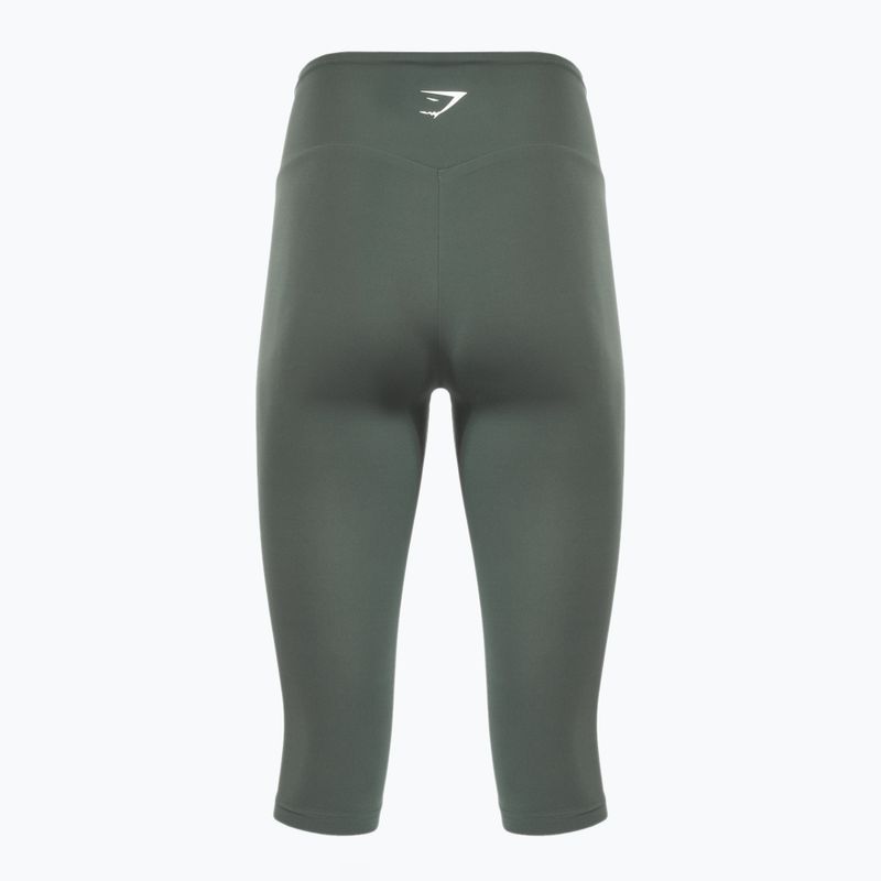 Dámské fitness legíny Gymshark Training Cropped obsidian / green 2