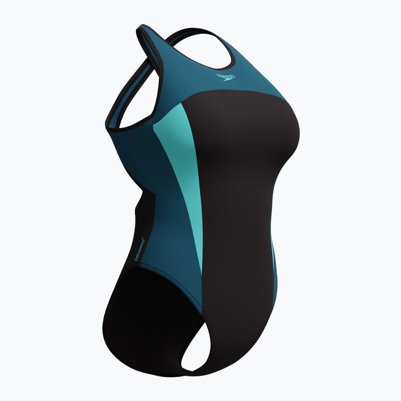 Dámské jednodílné plavky Speedo High Neck Splice Cross Back dark teal 7