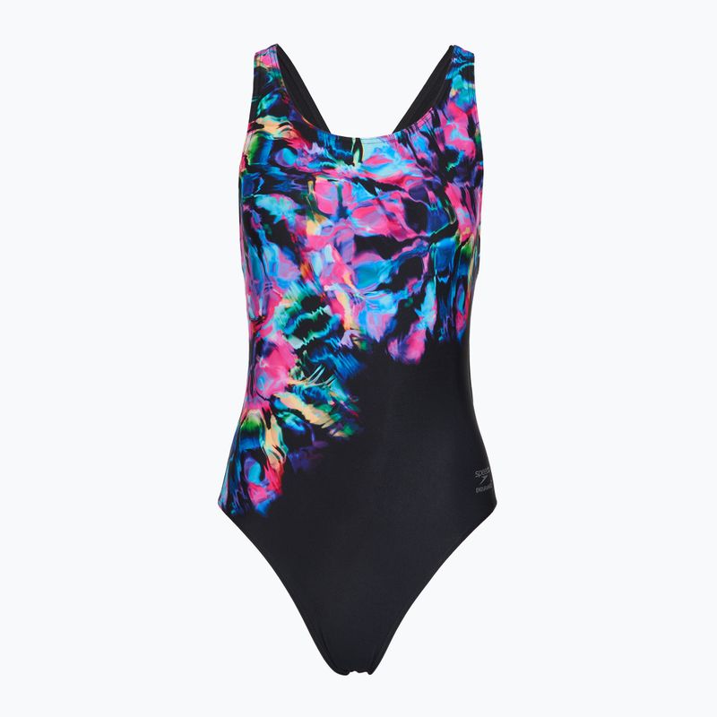 Dámské jednodílné plavky Speedo FL Placement Printed Powerback glitchy garden/black