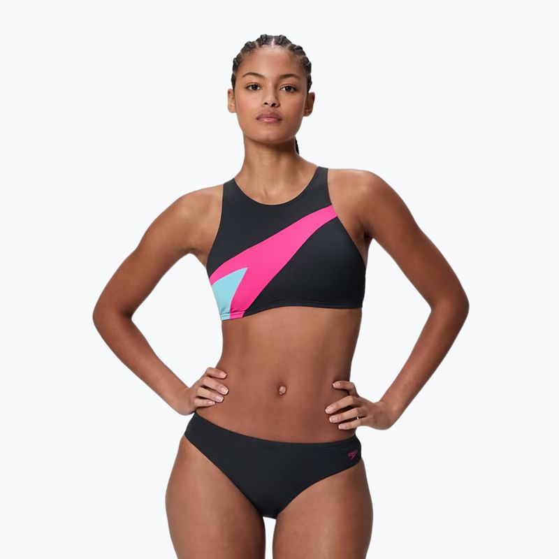 Dámské dvoudílné plavky Speedo Hyperboom Butterfly Back anthracite/margarita pink