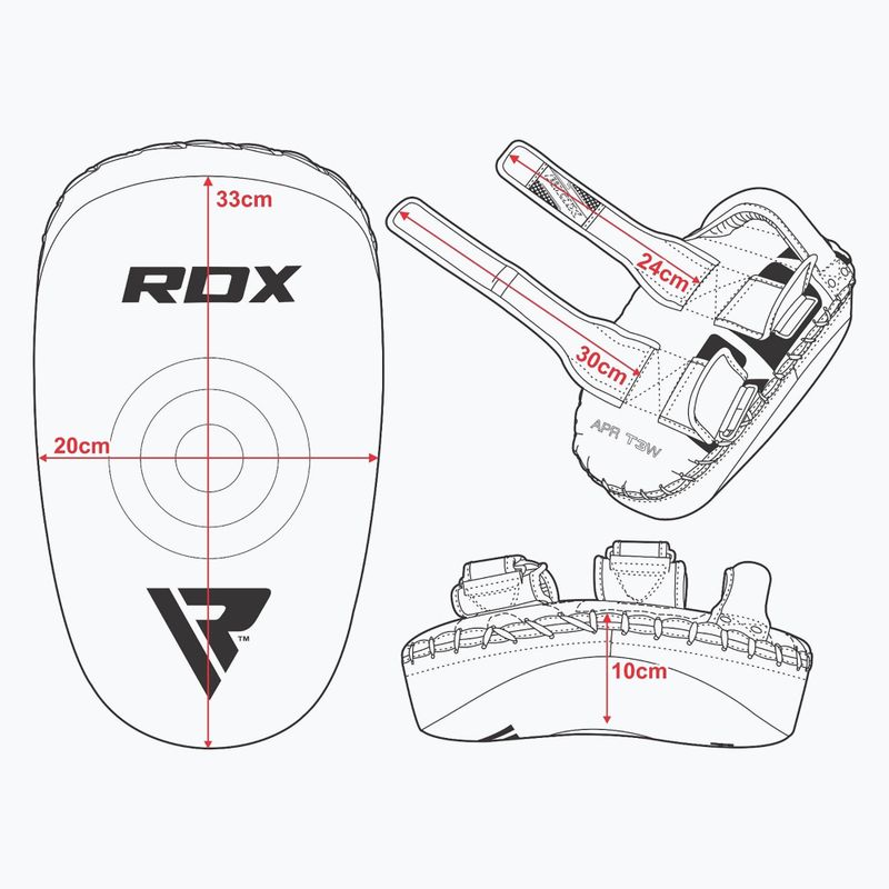 Boxerská lapa RDX T3 Muay Thai Training Shield Kick Pads white/black 6