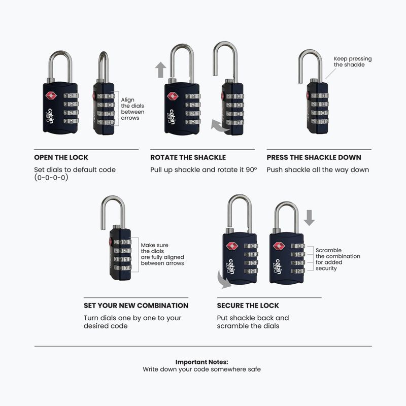 Zámek CabinZero Travel TSA Lock absolute black 2