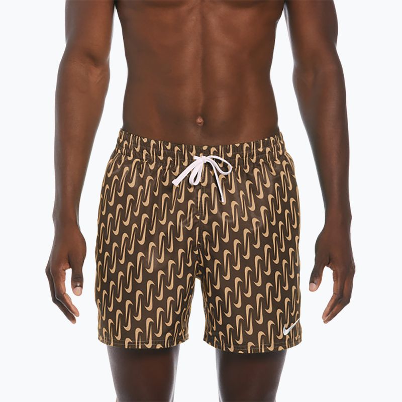 Pánské plavecké šortky Nike Swoosh Link 5" Volley cacao wow 5