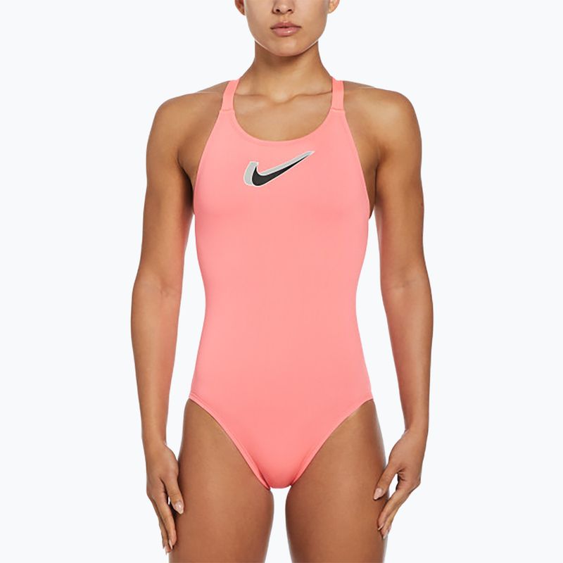 Dámské jednodílné plavky Nike Hydrastrong 3D Swoosh Fastback hot punch 4