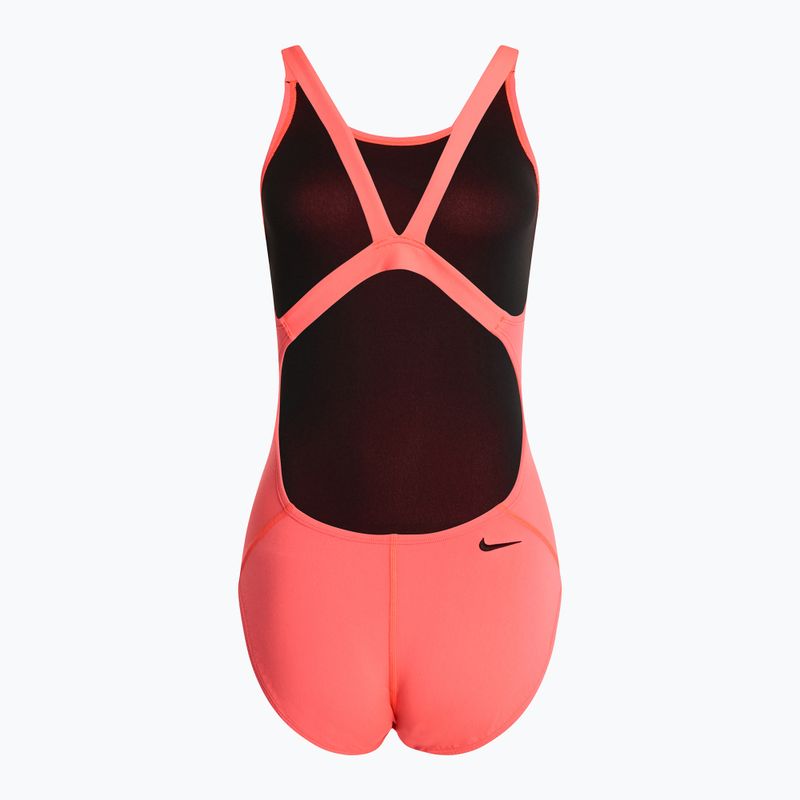 Dámské jednodílné plavky Nike Hydrastrong 3D Swoosh Fastback hot punch 2