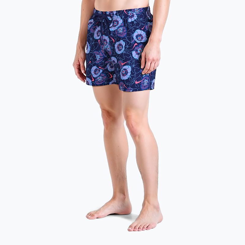 Pánské plavkové šortky Nike Multi Poppy Print 5" Volley midnight navy 5
