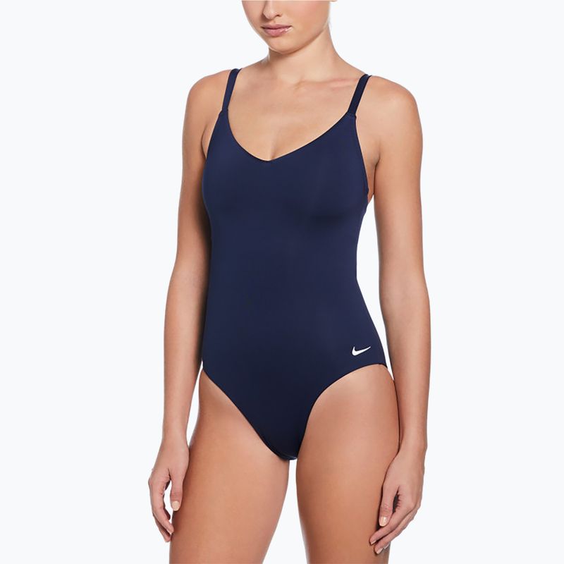 Dámské jednodílné plavky Nike Essential V-Neck midnight navy