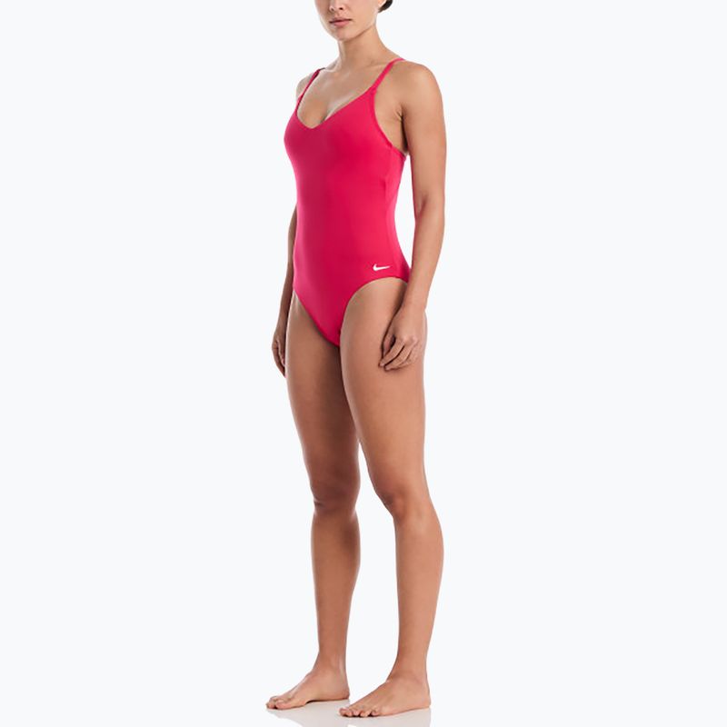 Dámské jednodílné plavky Nike Essential V-Neck rush pink 2
