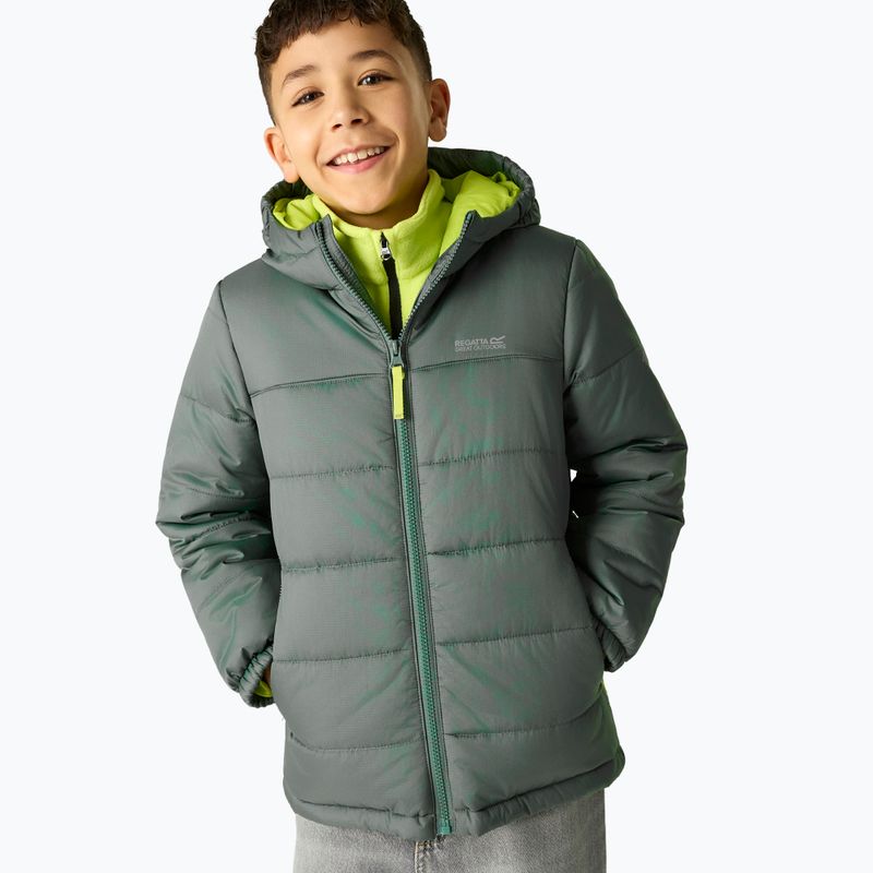 Dětská péřová bunda REGATTA Hooded Marizion dark forest green/wild lime 5