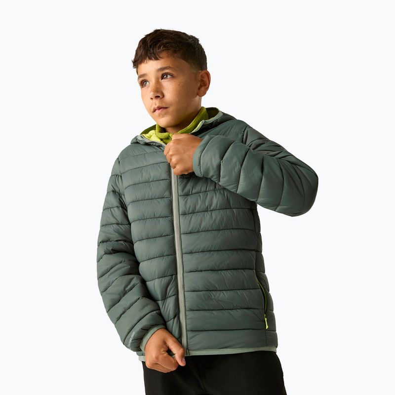 Dětská péřová bunda REGATTA Hooded Marizion dark forest green/wild lime 10