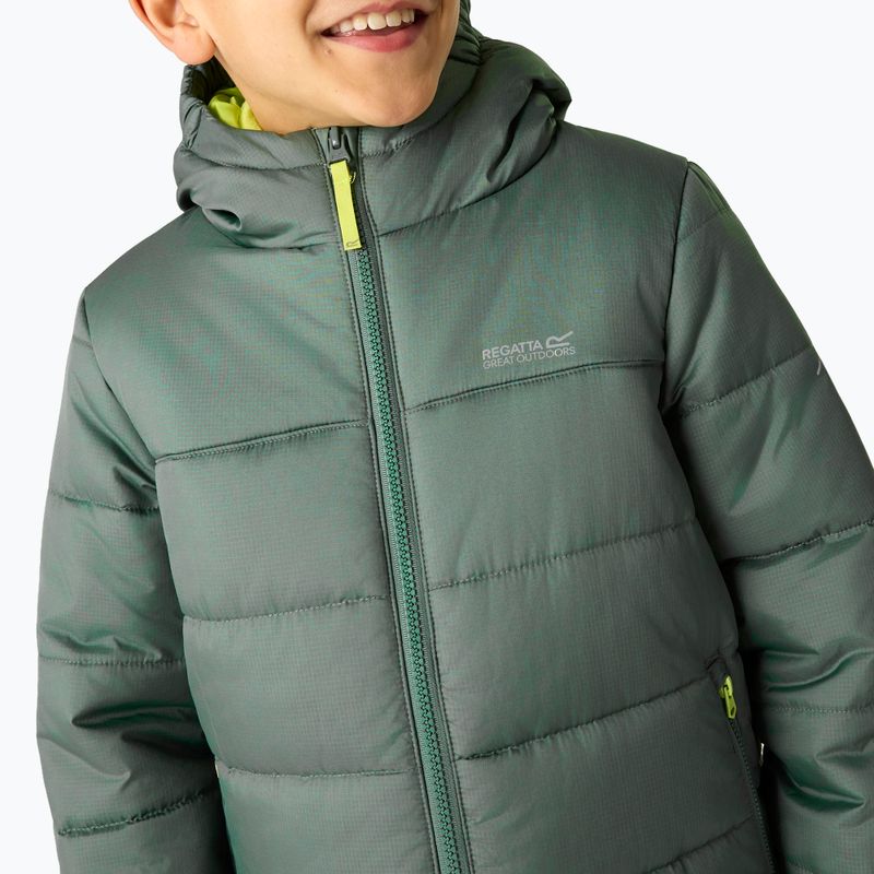 Dětská péřová bunda REGATTA Hooded Marizion dark forest green/wild lime 15