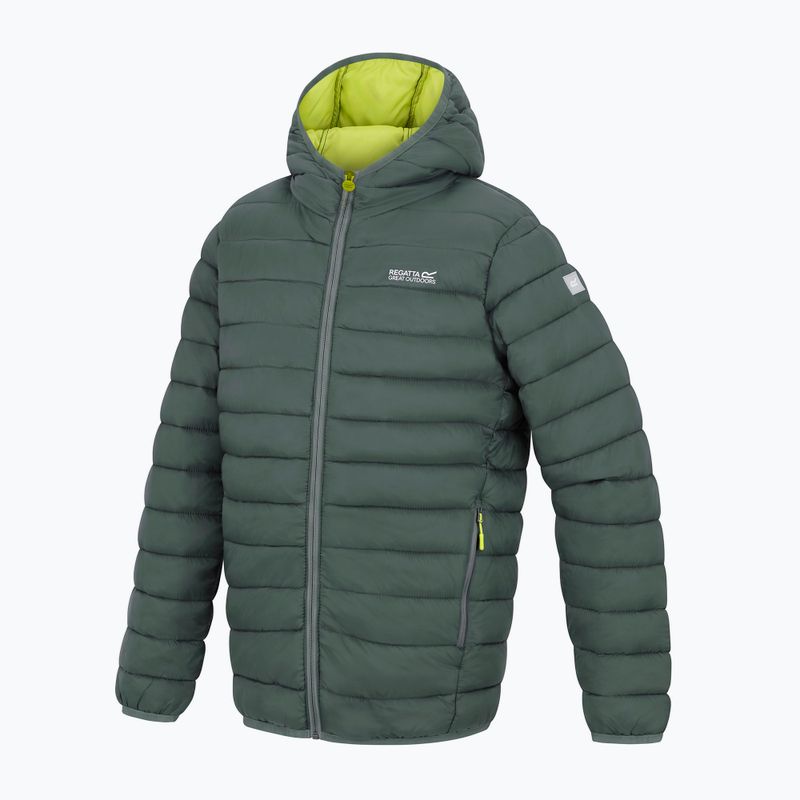 Dětská péřová bunda REGATTA Hooded Marizion dark forest green/wild lime 3