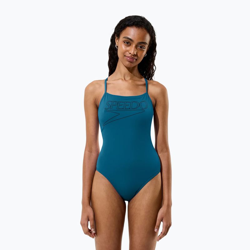 Dámský jednodílný plavkový oblek Speedo Endurance+ Logo Thin Strap teal abyss 3