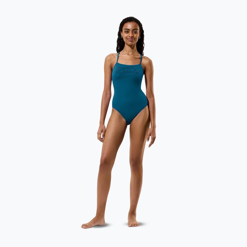 Dámský jednodílný plavkový oblek Speedo Endurance+ Logo Thin Strap teal abyss 4