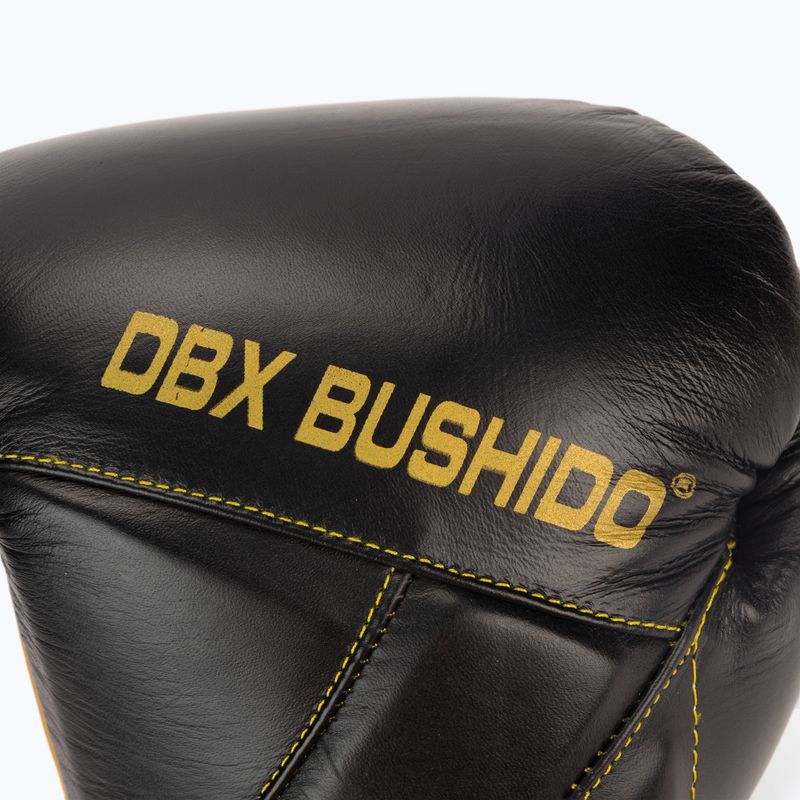 Boxerské rukavice Bushido z přírodní kůže černé B-2v14-10 oz 6