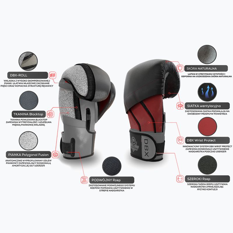Boxerské rukavice Bushido z přírodní kůže černé B-2v14-10 oz 9