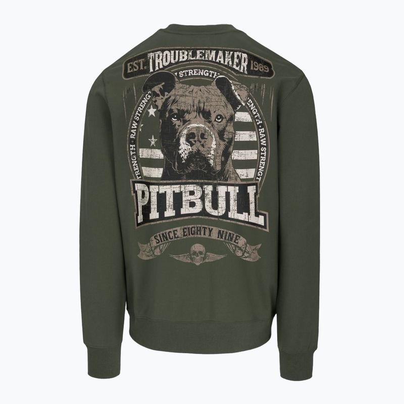Pánská mikina  Pitbull Troublemaker Crewneck Sweatshirt old green 2