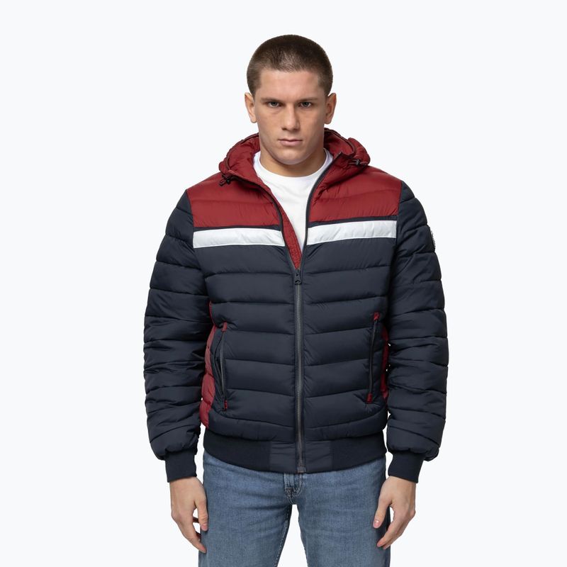 Pánská zimní bunda Pitbull Rubio Quilted Hooded dark navy/red