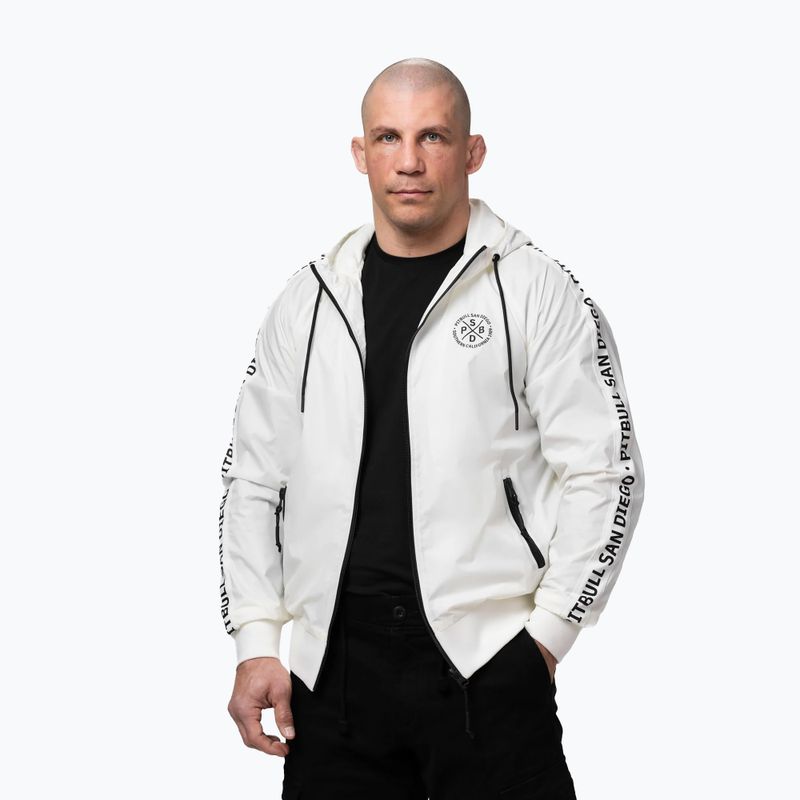 Pánská bunda Pitbull Athletic Tape Nylon Hooded off white
