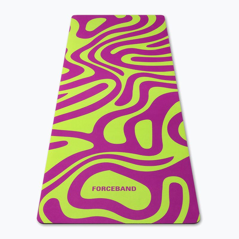 Podložka na jógu/fitness FORCEBAND Abstract Violet 4 mm violet/lime 2