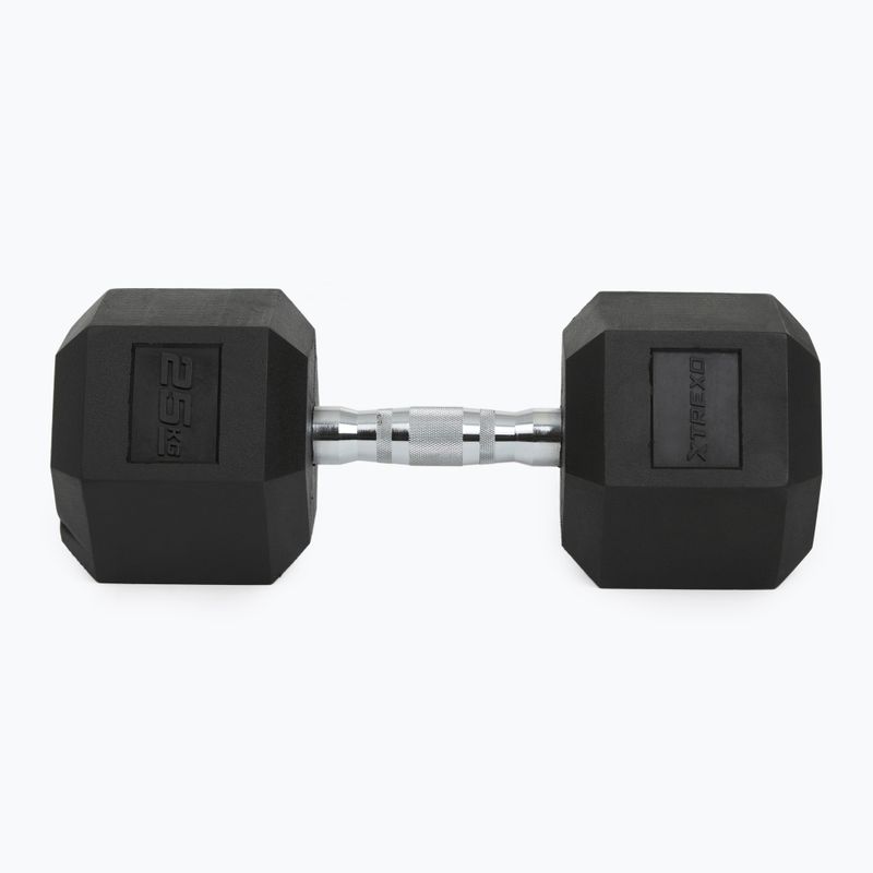 Pogumovaná činka XTREXO Hex HXD250 25 kg 7