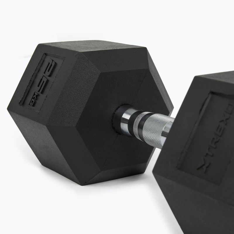 Pogumovaná činka XTREXO Hex HXD250 25 kg 8