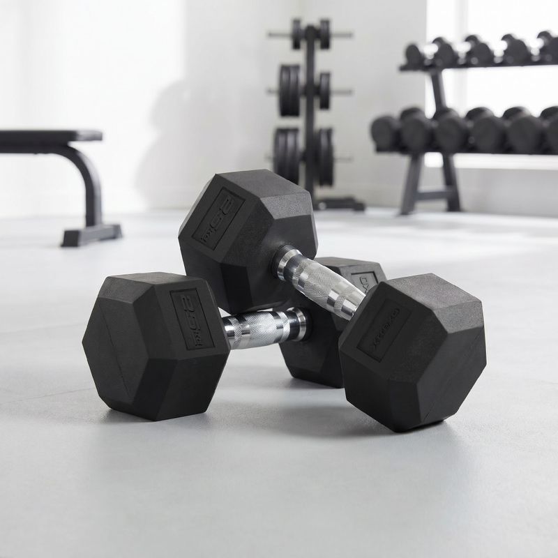 Pogumovaná činka XTREXO Hex HXD250 25 kg 3