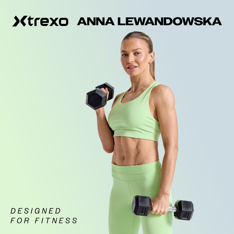 Pogumovaná činka XTREXO Hex HXD150 15 kg 2