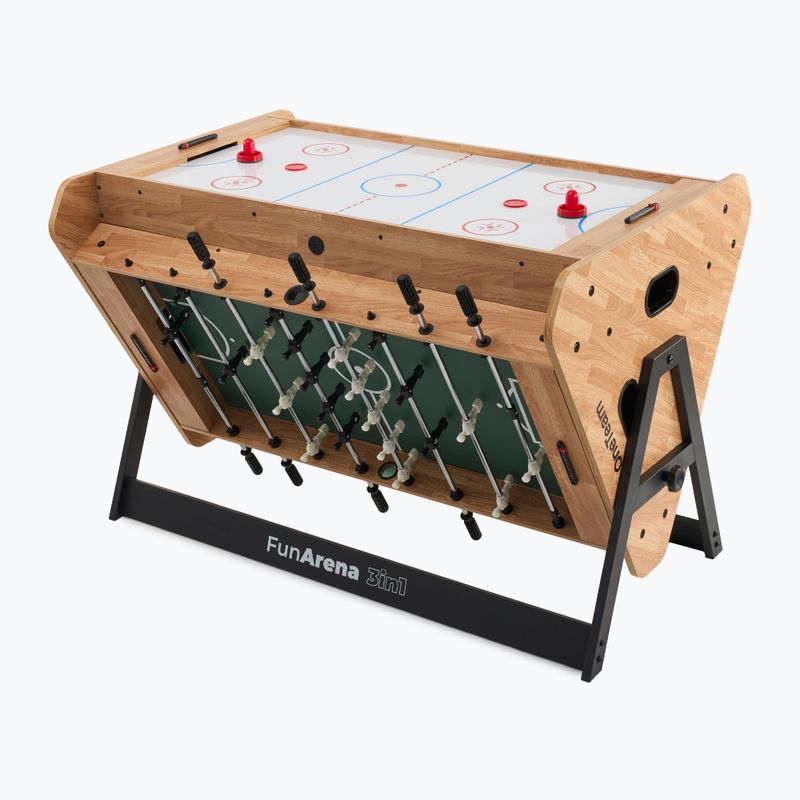 Hrací stůl 3in1 OneTeam FunArena fotbálek, push hockey, kulečník dřevěný black 4