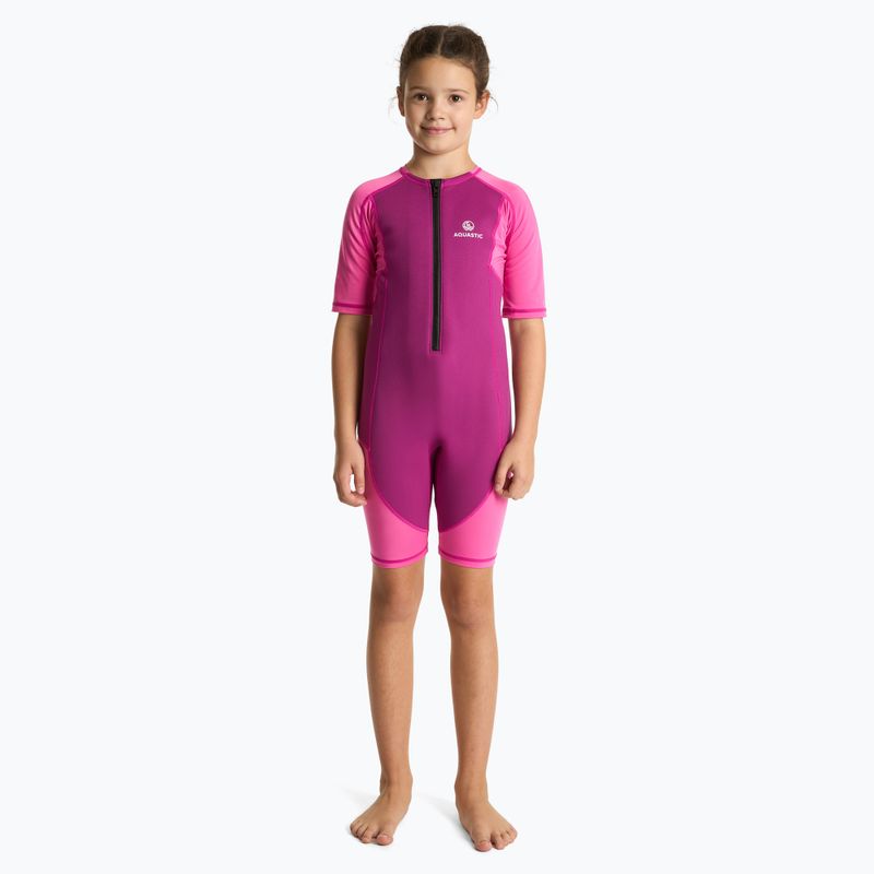 Dětská surfová kombinéza AQUASTIC z neoprenu 1.5 mm WAVEY pink