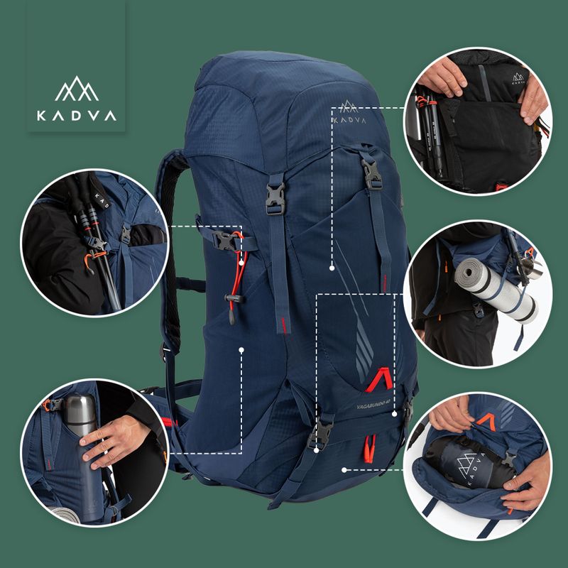 Trekový batoh KADVA Vagabundo 40 l modrý 25
