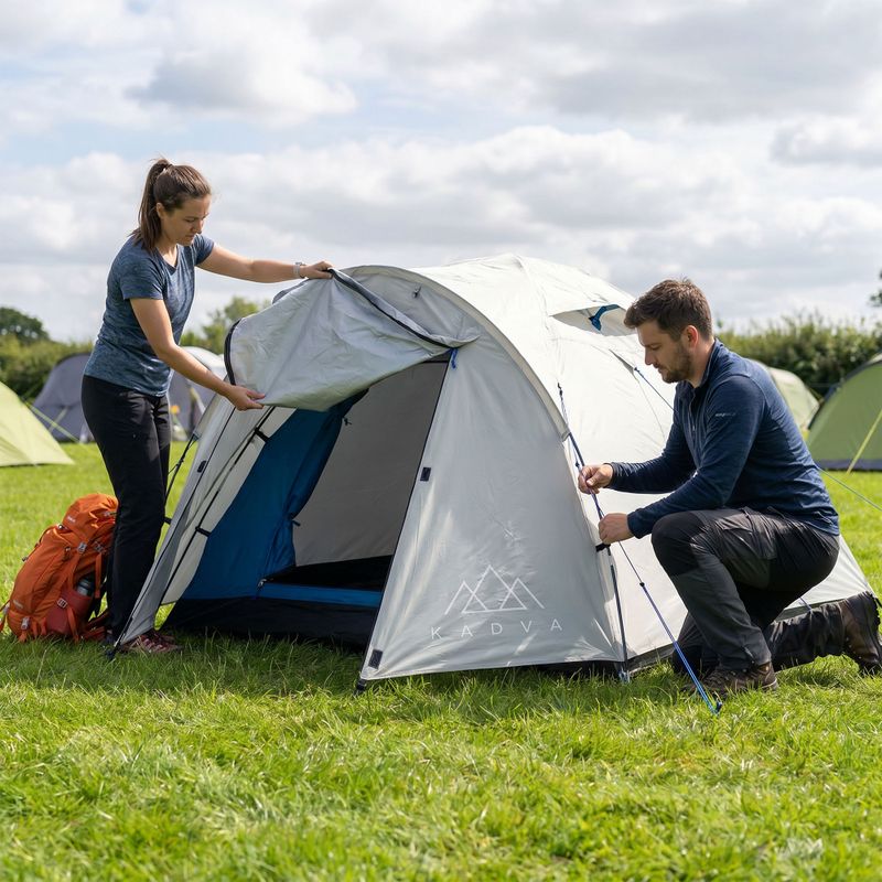 Stanový stan pro 4 osoby KADVA CAMPdome 4 šedý 9