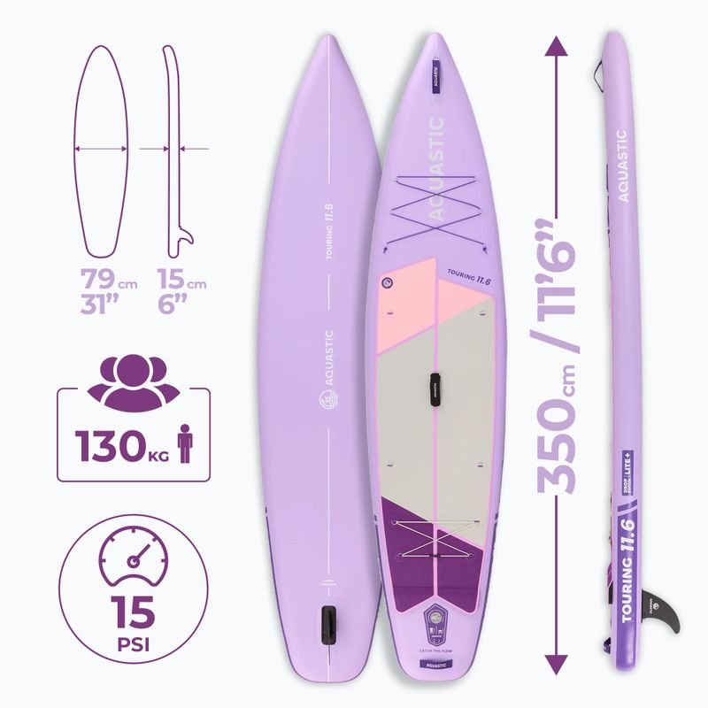 Sada paddleboard SUP nafukovací AQUASTIC Touring 11'6" fialový 20
