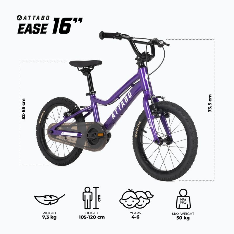 Dětské kolo ATTABO EASE 16" fialové 2