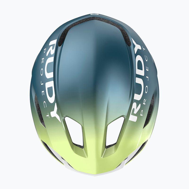 Cyklistická helma Rudy Project Nytron blue avio/apple green metal matte 13
