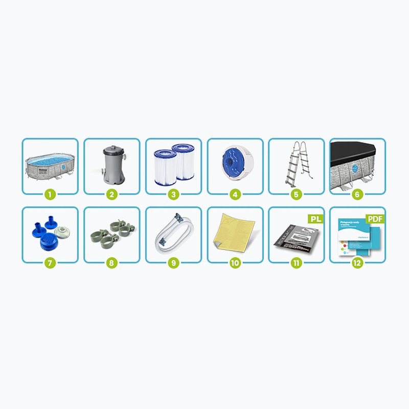 Bazén s kovovou konstrukcí Bestway Power Steel Swim Vista Series Oval Pool Set 427x250 cm šedý 10
