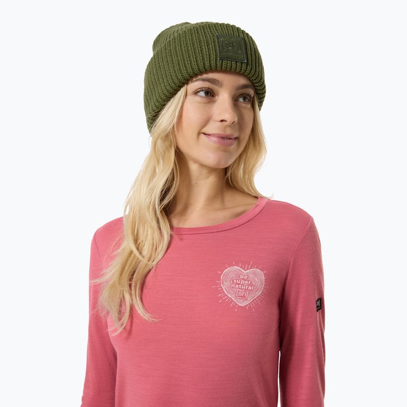 Dámské triko Longsleeve super.natural Little Heartwood mauve wood/white stone 3