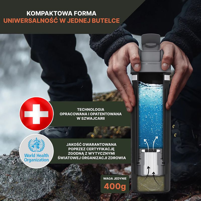 Cestovní láhev s filtrem  Bachgold Selfpress Waterfilter 500 ml lilla 9