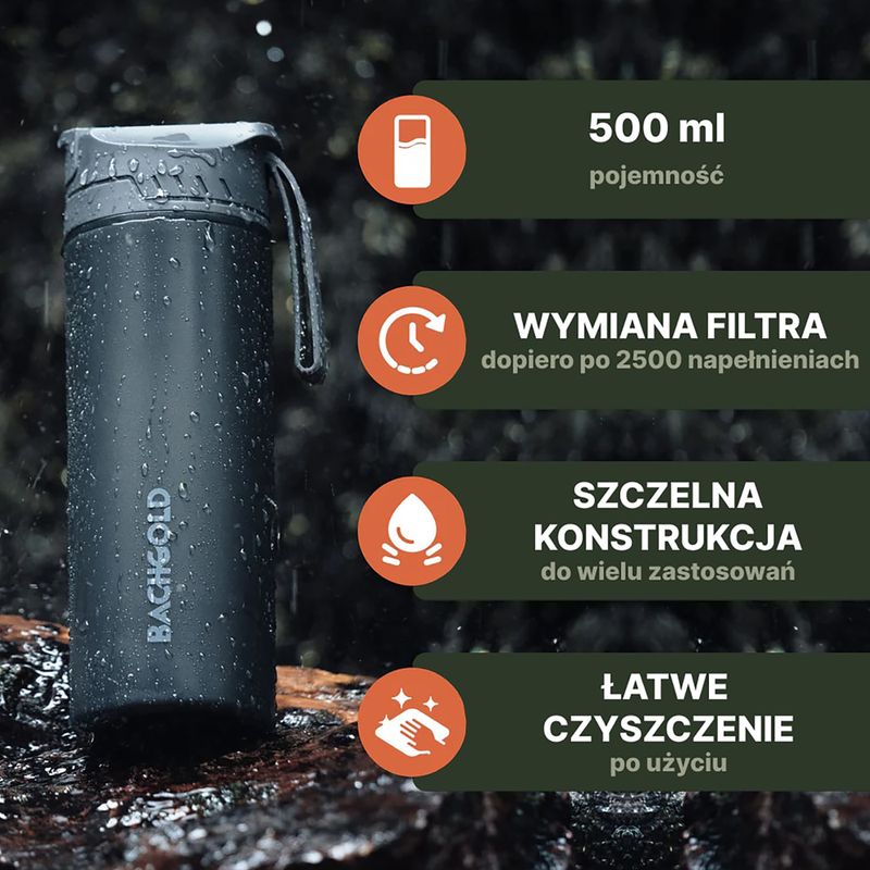 Cestovní láhev s filtrem  Bachgold Selfpress Waterfilter 500 ml white 9
