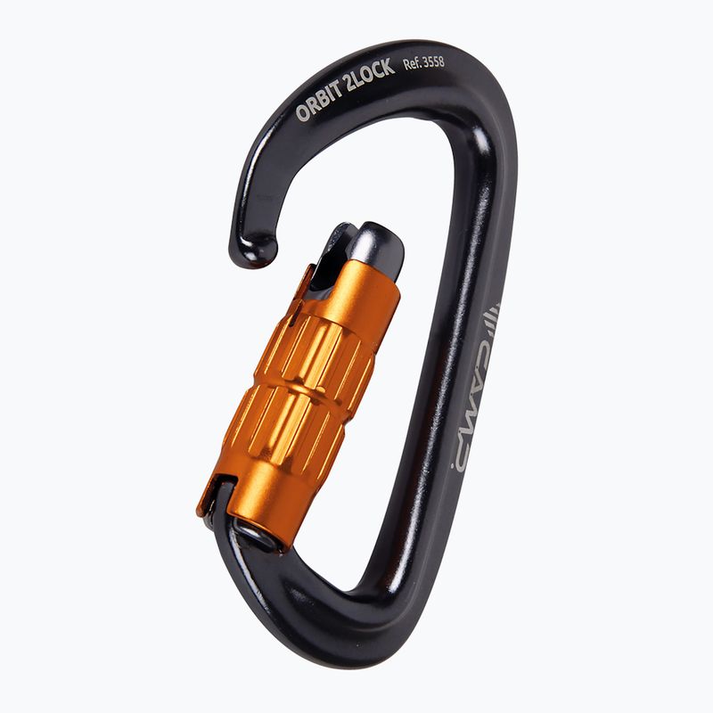 Lezecká karabina CAMP Orbit 2Lock gun metal/orange 2