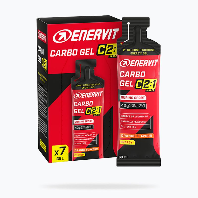 Sada energetických gelů Enervit Carbo Gel C2: 1Pro 7 pcs x 60 ml orange