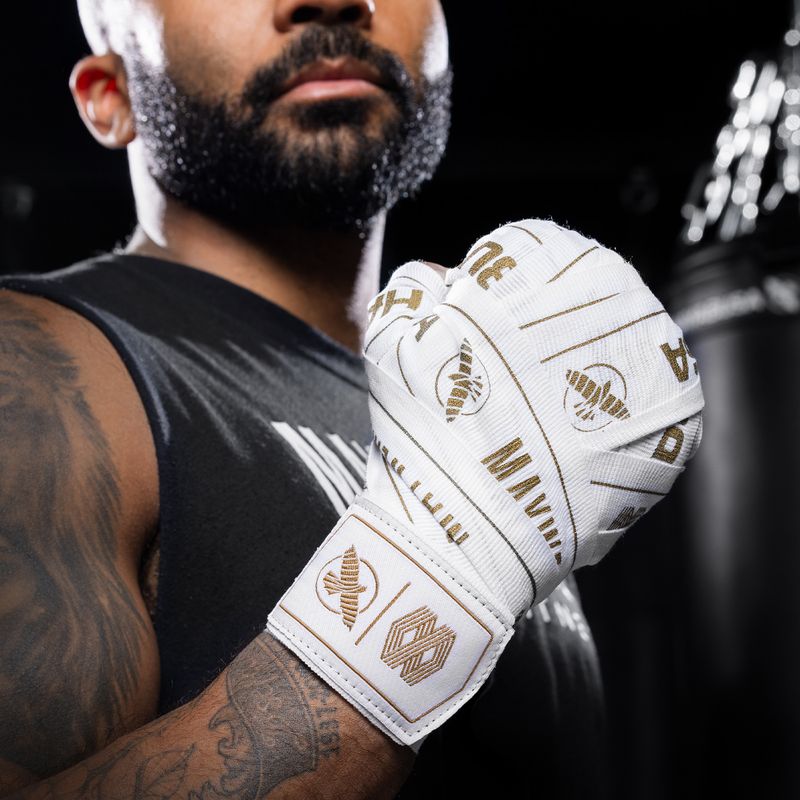 Boxerské bandáže Hayabusa Mayweather Stretch Hand Wraps 450 cm white/gold 7