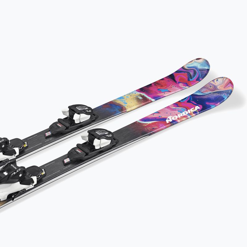 Dětské sjezdové lyže + vázání Nordica Unleashed JR + J7.0 FDT rainbow 7
