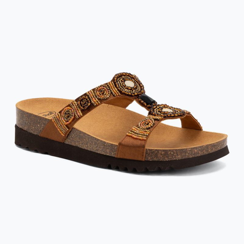 Dámské pantofle Scholl New Bogota Wedge Med cognac/multi