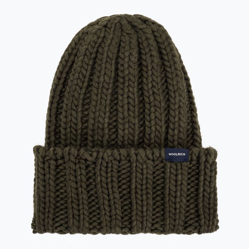 Dámská zimní čepice Woolrich Chunky Beanie dark green
